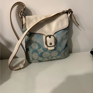 Coach Blue and Cream Crossbody Bag with Adjustable Strap